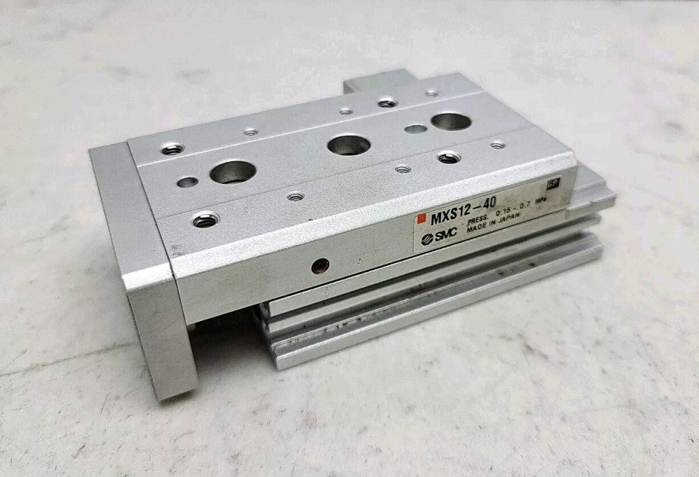 Smc MXS12-40 Pneumatic Linear Slide Table 12mm Bore 40mm Stroke Dual Rod Used