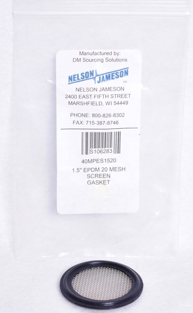 Nelson Jameson 20 Mesh Screens Gasket Clamp Type EPDM  40MP-ES-1.5IN