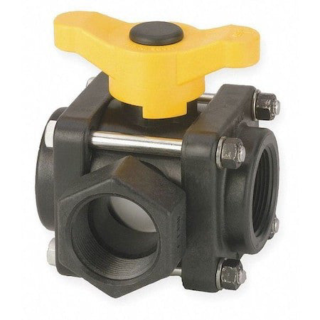 Banjo V150sl 1-1/2" Fnpt Polypropylene Ball Valve 3-Way