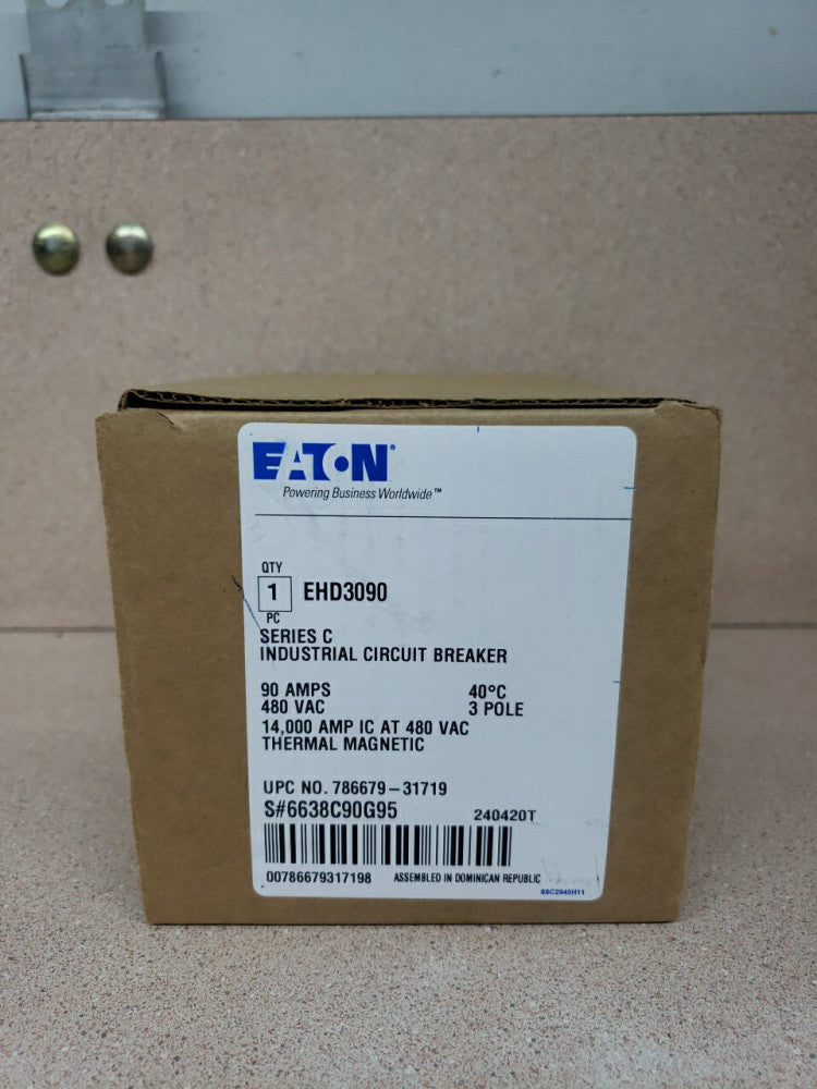 1) EATON EHD3090 90A 480V 3P CIRCUIT BREAKER