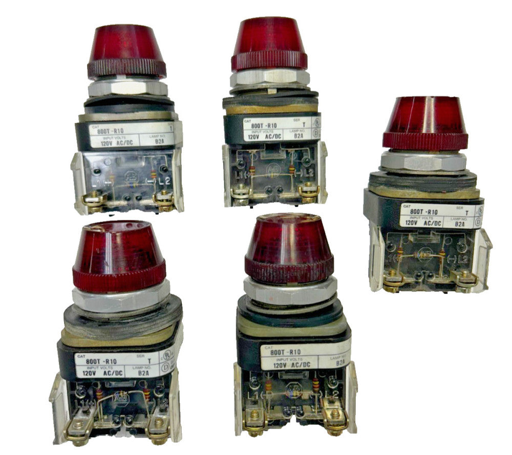ALLEN BRADLEY RED PILOT LIGHT 800T-R10 120V AC/DC SER-T LAMP B2A
