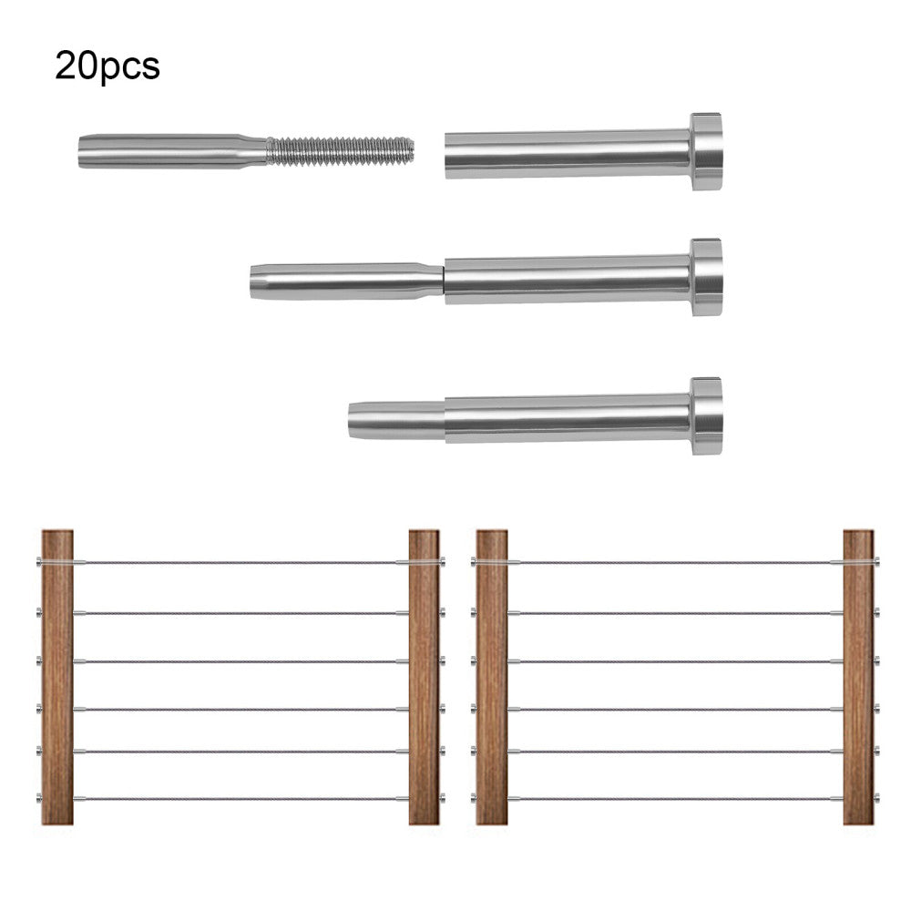 20Pcs T316 Stainless Steel Cable Railing Hardware Kit For 3/16" Wire Rope Cables