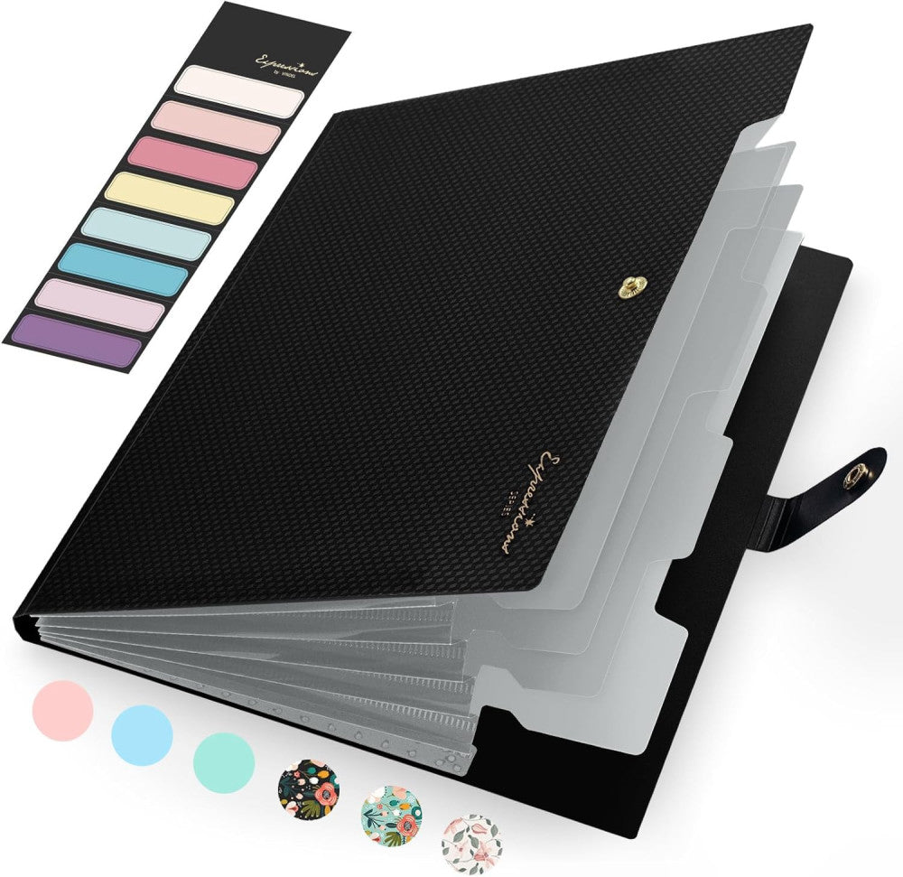 Accordion File Organizer, Letter Size Expanding File Folder with Labels, 5 Pocke