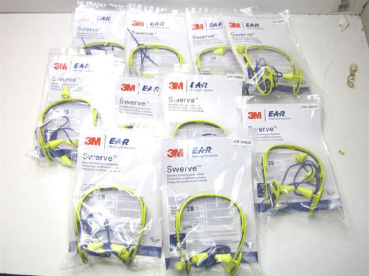 3M (322-2000) 28 dB NRR Yellow Reusable, Push-In Banded Ear Plugs - Lot of 10