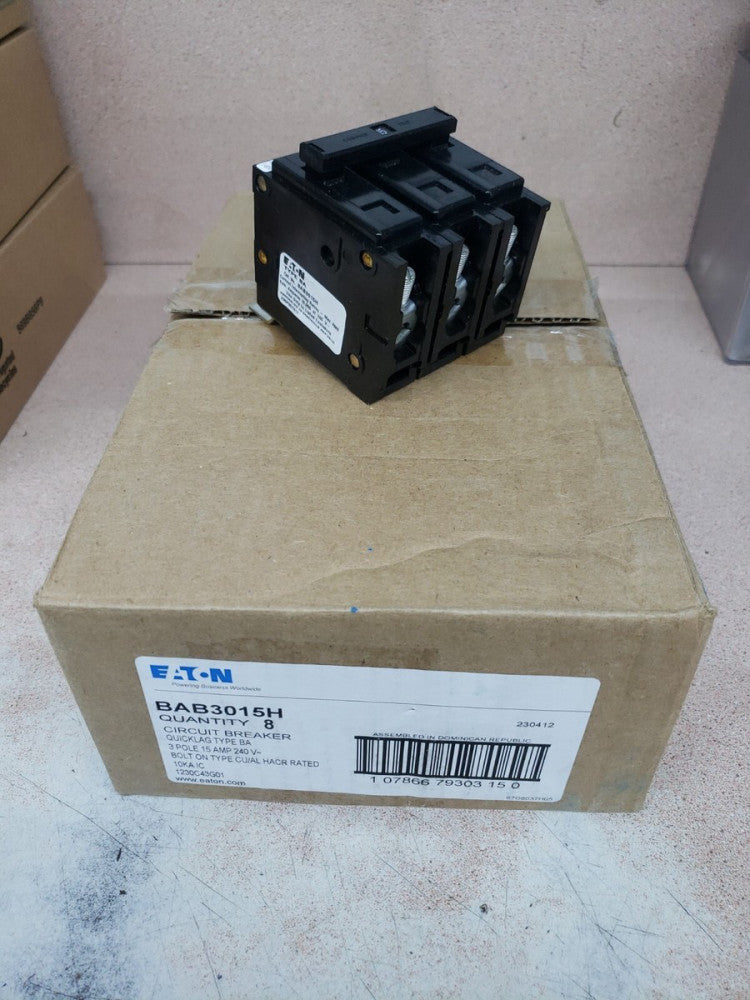 1- NEW BAB3015H CUTLER HAMMER 3POLE 15AMP 240V CIRCUIT BREAKER