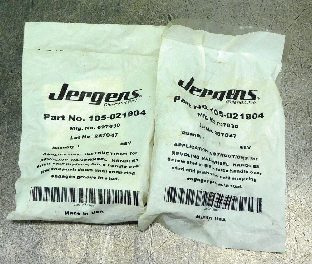Jergens 105-021904 2-1/2" Aluminum Revolving Crank Handle Lot of Two (2)