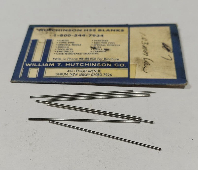 Lot Of 7 - USA Hutchinson 1.03mm x 2" Low Drill Blank Reamer Pin Gage