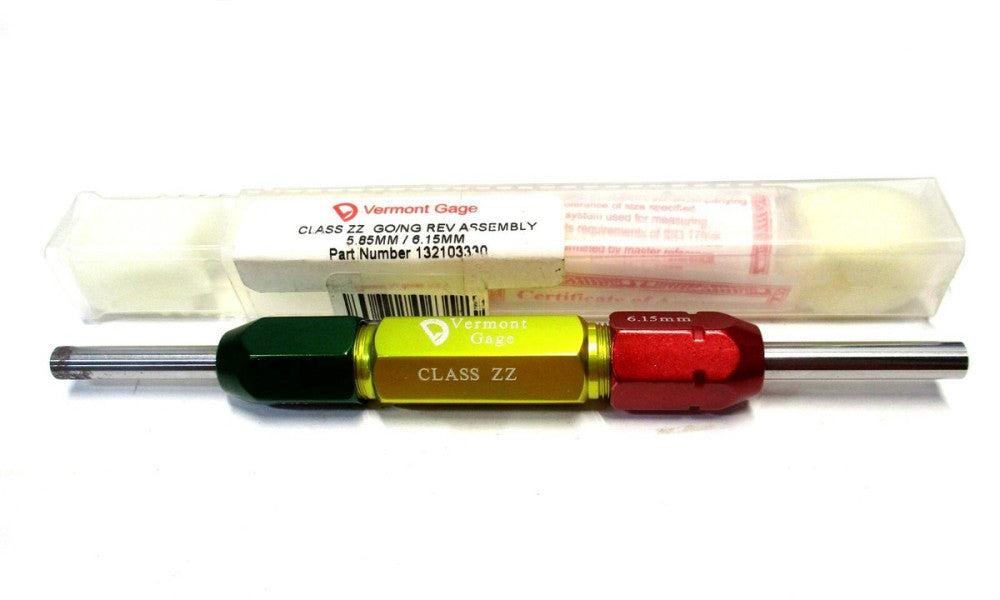 Vermont Gage 5.85mm - 6.15mm Class ZZ Go/No-Go Double End Rev Plug Gage Handle