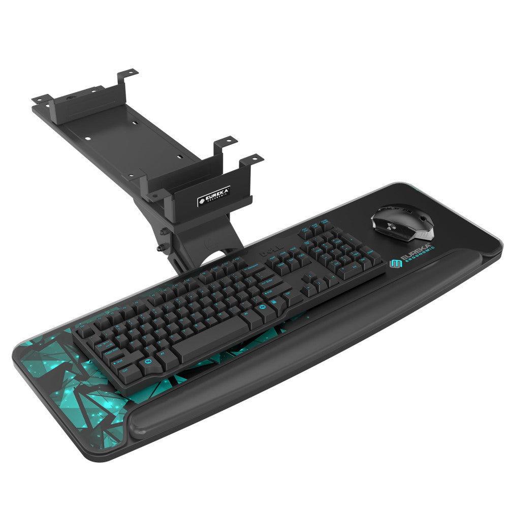 Height Adjustable Mouse & Keyboard Tray Under Desk, 28x10'' Large Slide Out S...