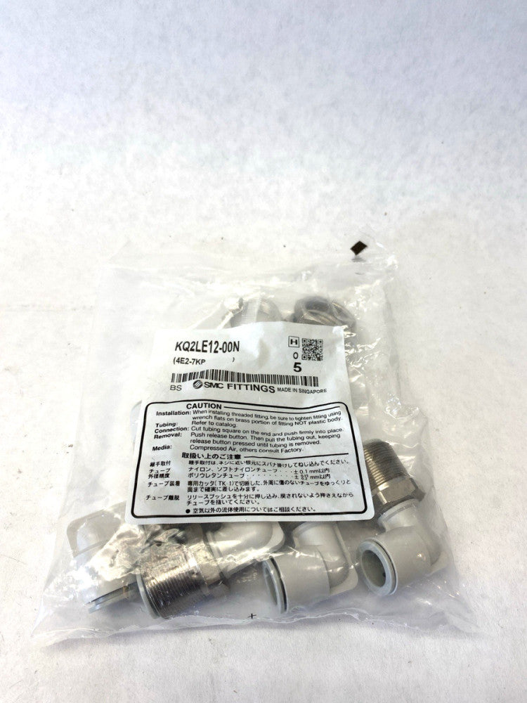 SMC Fittings KQ2LE12-00N Bulkhead Make Elbow Fitting Bag of 5