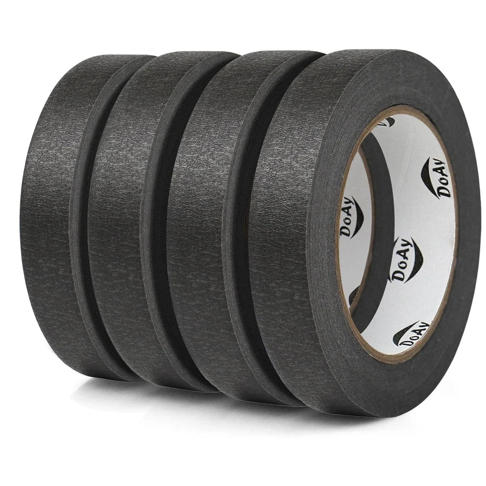 4 Pack Black Painters Tape - Masking Tape 1 Inch Wide - Multi-Surface, Smart Adh