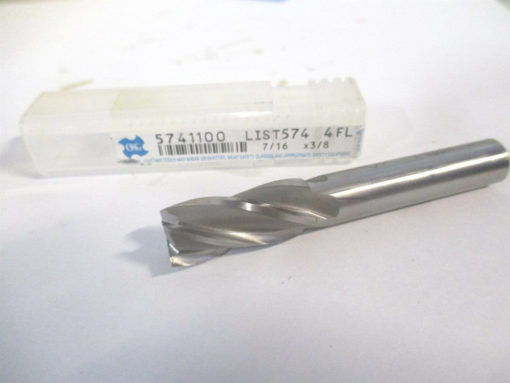 OSG (5741100) 7/16" x 1" x 3/8" x 2-11/16" OAL HSS 4 Flute Square End Mill 