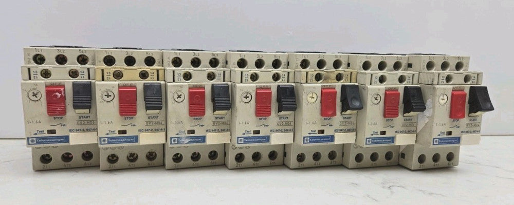 7 Pack Telemecanique GV2-M06 Manual Motor Starter 1-1.6A Amp Range Used 