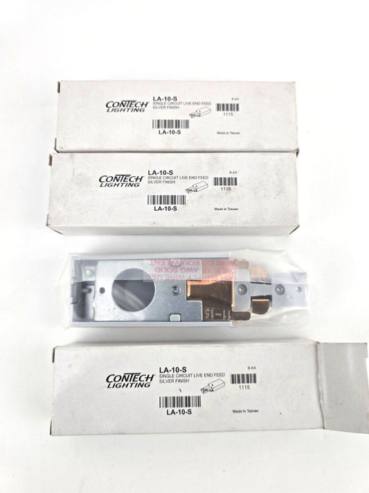 3pcs Contech Lighting LA-10-S Silver Circuit Live End Track Feed