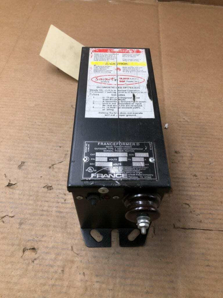 Franceformer 7530-P5G-2 Outdoor Neon Transformer 277V 60Hz 0.91A / 7500V 30mA