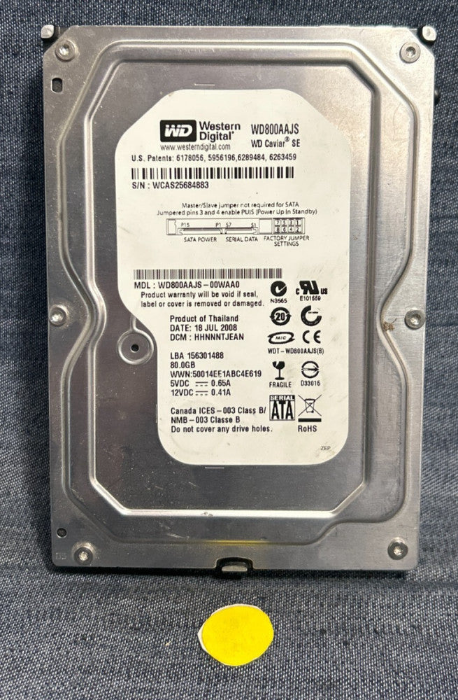 WESTERN DIGITAL HARD DRIVE WD800AAJS  80.0GB