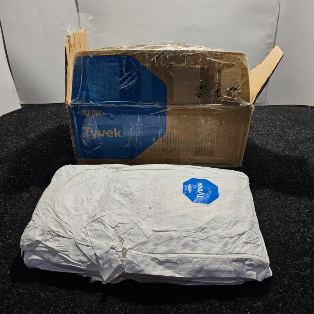 (QTY 25) Uline S-13894B-X Tyvek Elastic Coverall DuPont XL Size