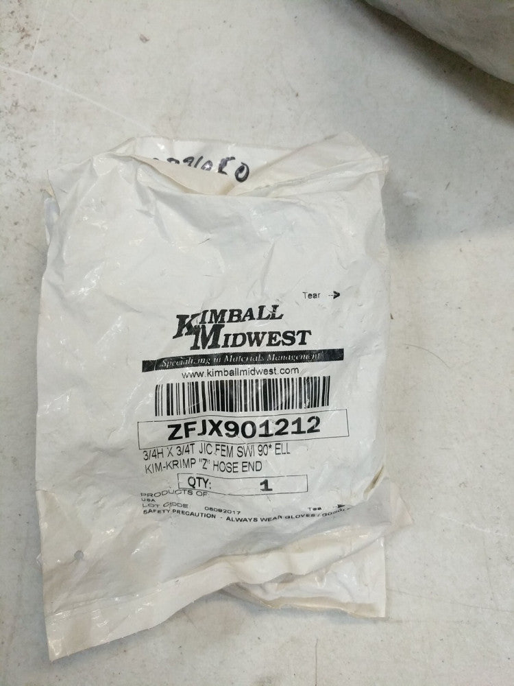 Kimball Midwest Fem For Seal "Z" Hose End 90Â° Elbow 3/4" x 3/4" ZFFX901212