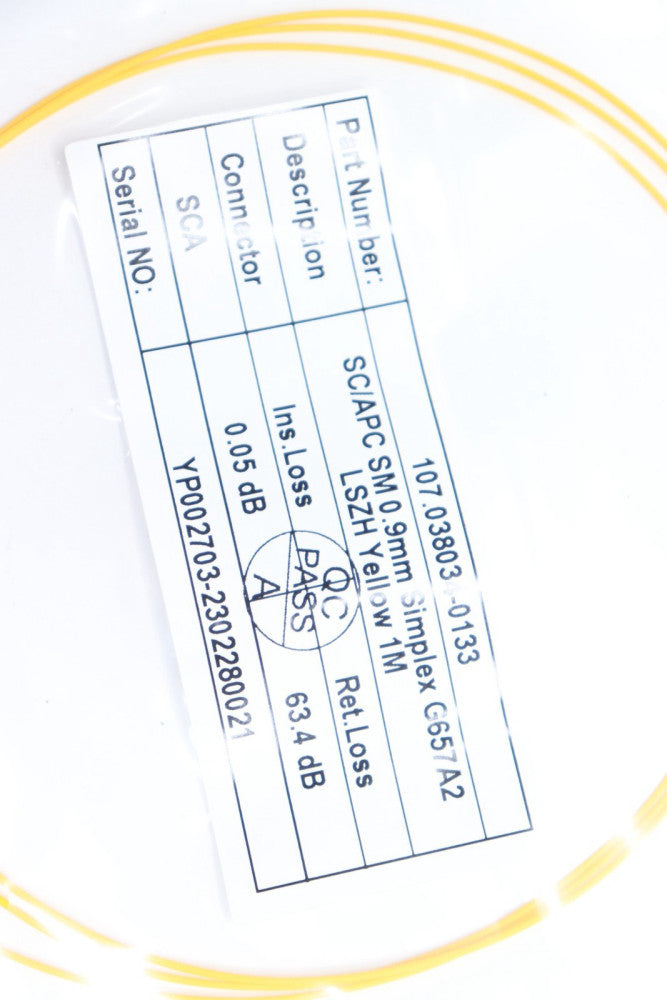 SC/APC SM 0.9mm SImplex G657A2 LSZH Yellow 1M 107.038034-0133