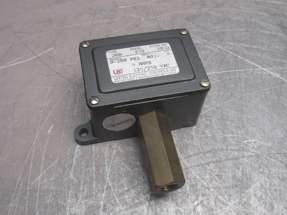 UNITED ELECTRIC J6D-270 125/250VAC 5A 0-200PSI 0-1.35MPa NEW NO BOX MAKE OFFER !
