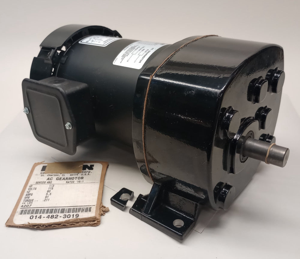 Bison 014-482-3019 Used Gear Motor 1/3hp 115V 1730/91rpm 211In-lbs Ratio 19:1