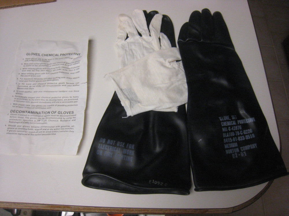 5 Chemical Protection 15" Rubber Gloves with Liners Set MEDIUM Norton MILG43976