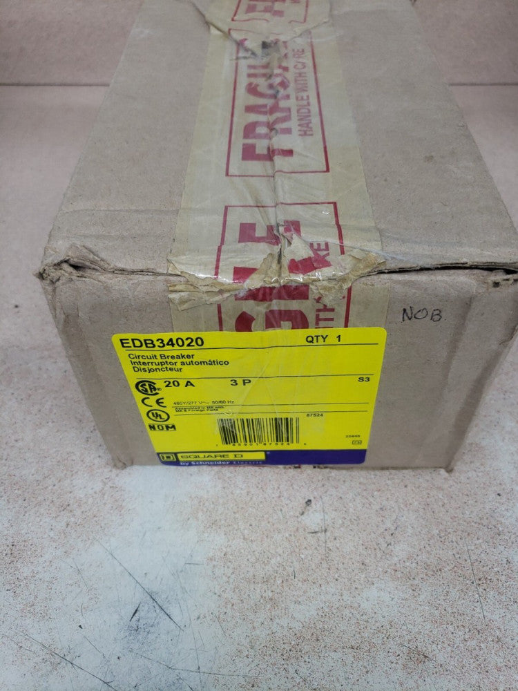 New Open Box! Square D EDB34020 20A 3 Poles Bolt On Circuit Breaker