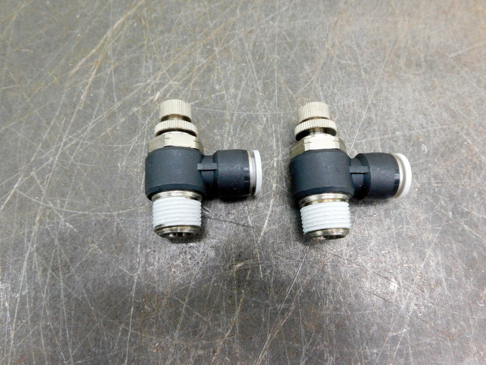 Lot of (2) Festo Push Connect Air Pneumatic Elbow 3/8"x3/8" Adjustable Stainless