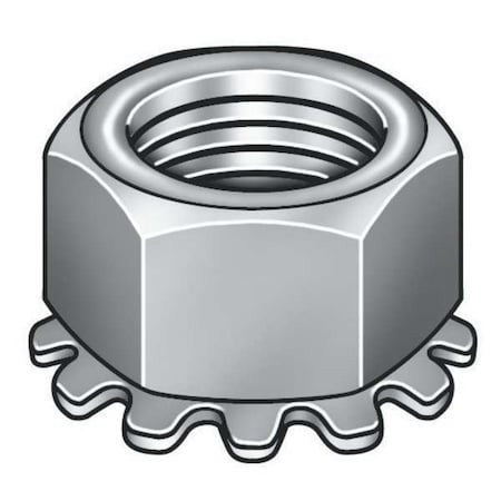 Zoro Select Kepix0-4-100P External Tooth Lock Washer Lock Nut, #4-40, 18-8