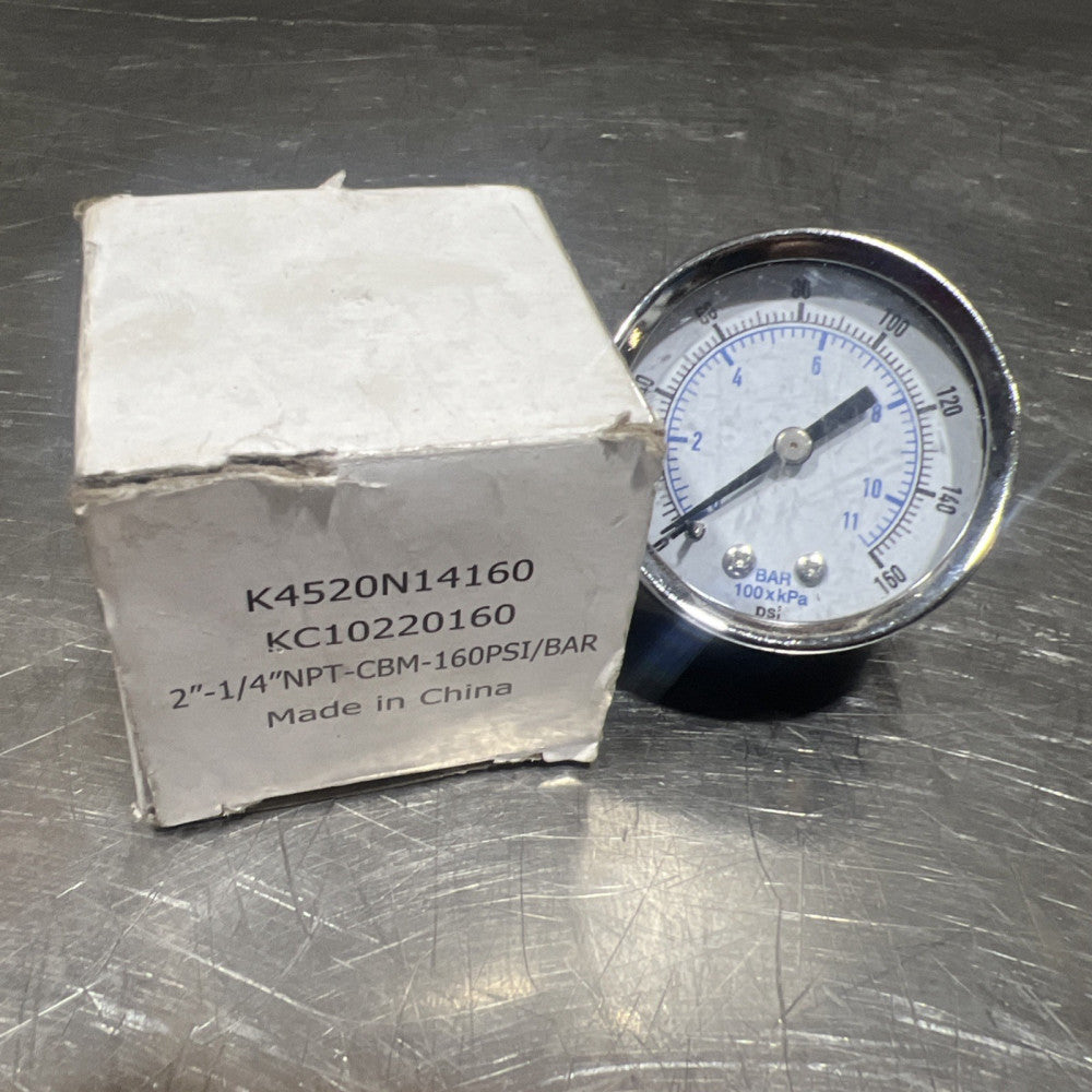 K4520N14160 KC10220160 2”-1/4”NPT-CBM-160PSI/Bar Gauge Nos Surplus