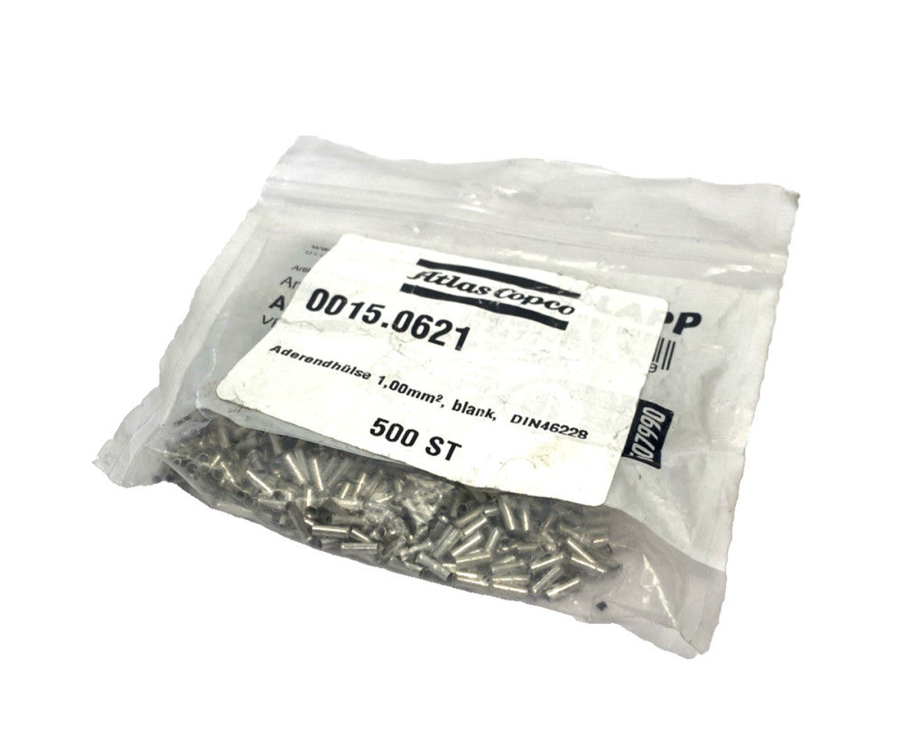 Atlas Copco 0015.0621 Blank Contact Ferrule 1.00mm² DIN46228 500-PACK