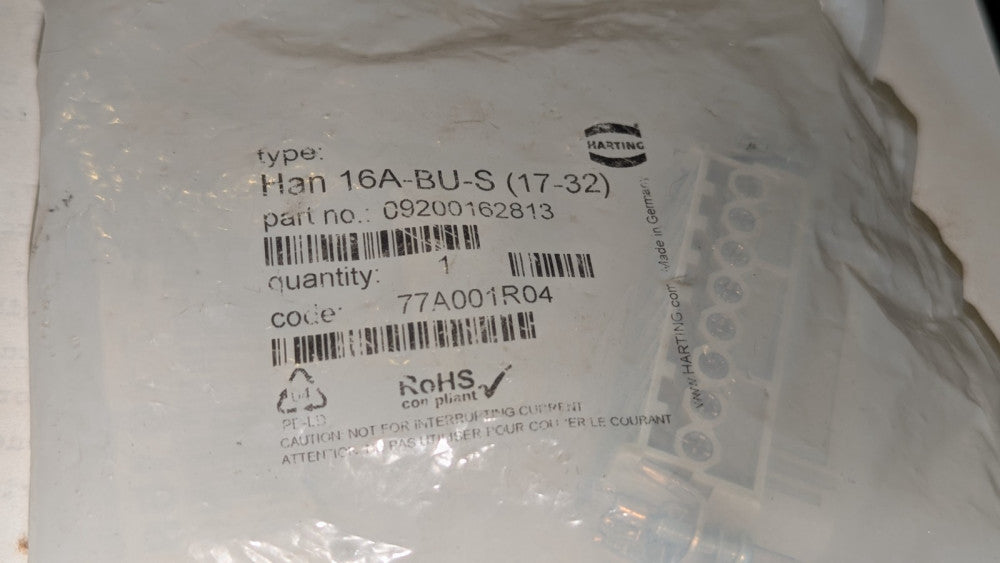Harting HAN 16A-BU-S (17-32) Heavy Duty Power Connector 09200162813 New & Sealed