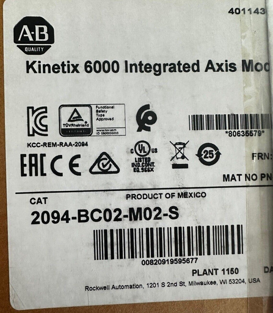 Brand New Allen Bradley 2094-BC02-M02-S /A Kinetix 6000 AXIS MODULE 2094BC02M02S