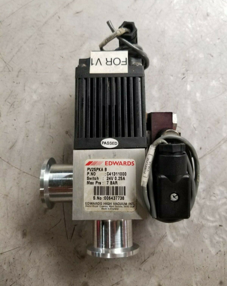 EDWARDS RIGHT ANGLE VACUUM VALVE 24 VOLT 0.25 AMP 7 BAR PV25PKA B