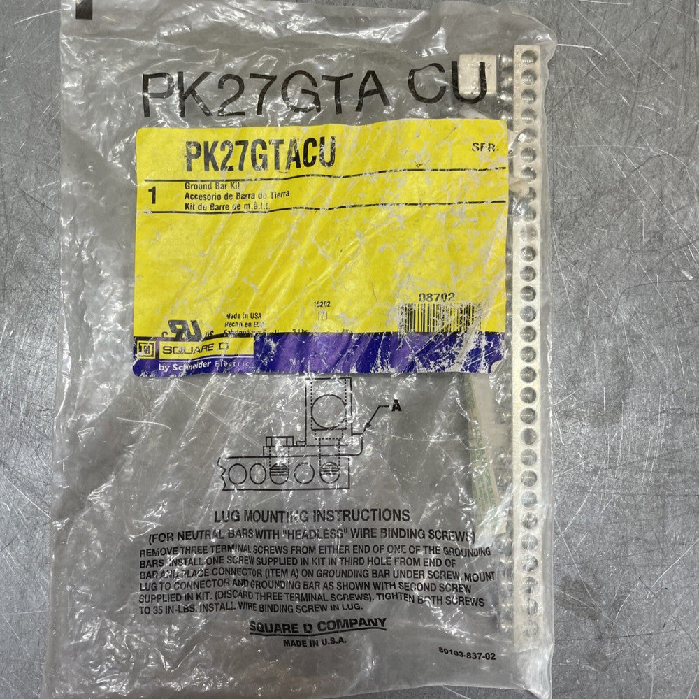 SQUARE D PK27GTACU GROUND BAR KIT FOR NF/NQ 100A TO 800A PANELBOARDS.