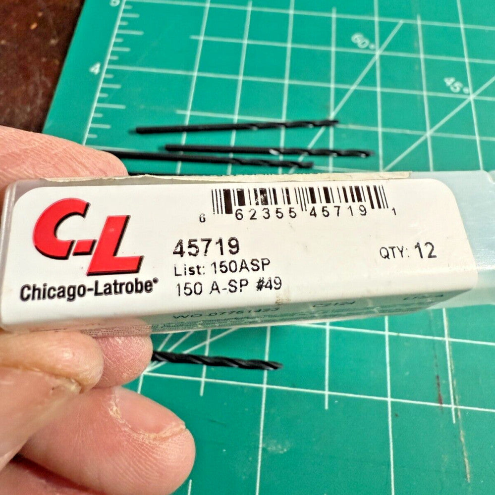 (12-Pack) Chicago Latrobe 45719 Jobber Drill Bit Size #49 Grainger 1G643