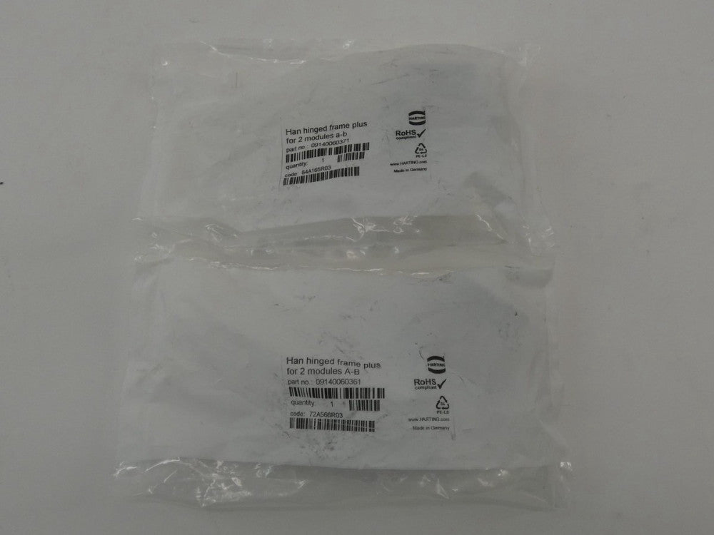 *Lot of 2* Harting 09140060371 09140060361 HAN Hinged Frame Plus for 2 Module...