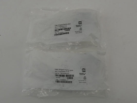 *Lot of 2* Harting 09140060371 09140060361 HAN Hinged Frame Plus for 2 Module...