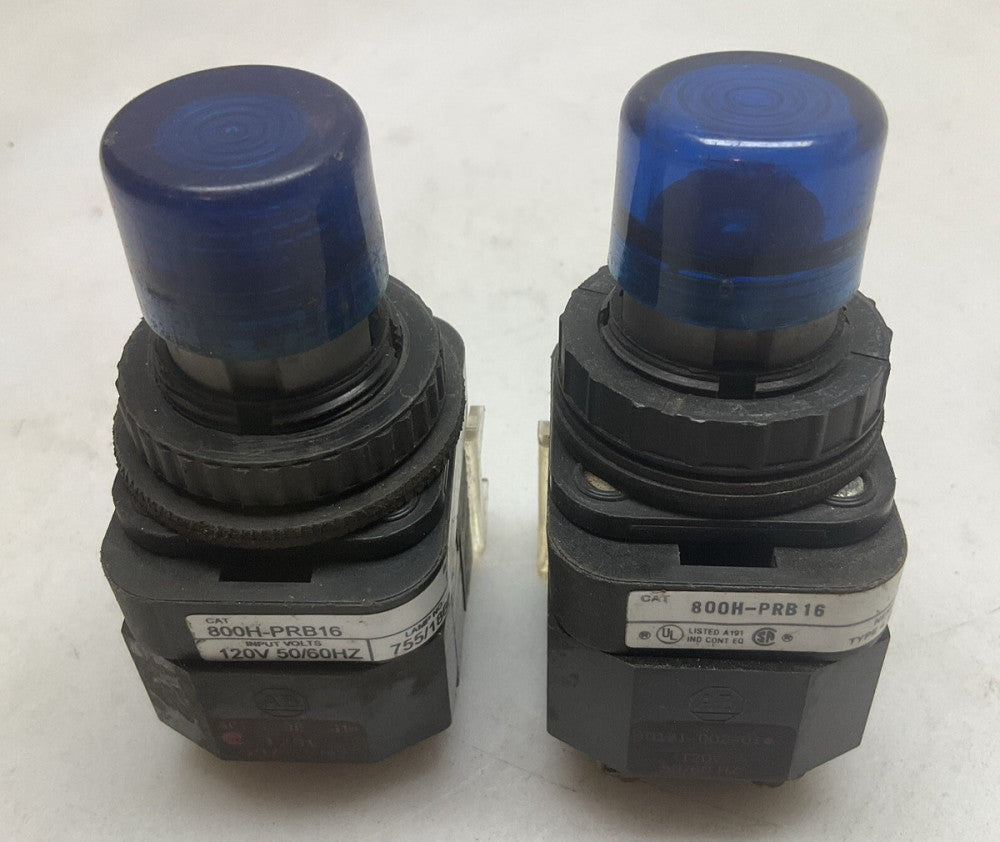 2 Pack Allen Bradley 800H-PRB16 Push Button Switch Blue 120 Volt 50/60hz