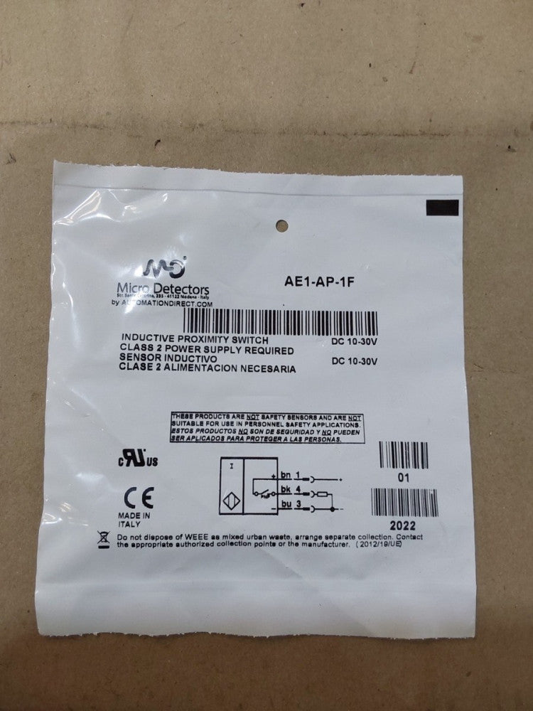 MICRO DETECTORS, AE1-AP-1F INDUCTIVE PROXIMITY SWITCH