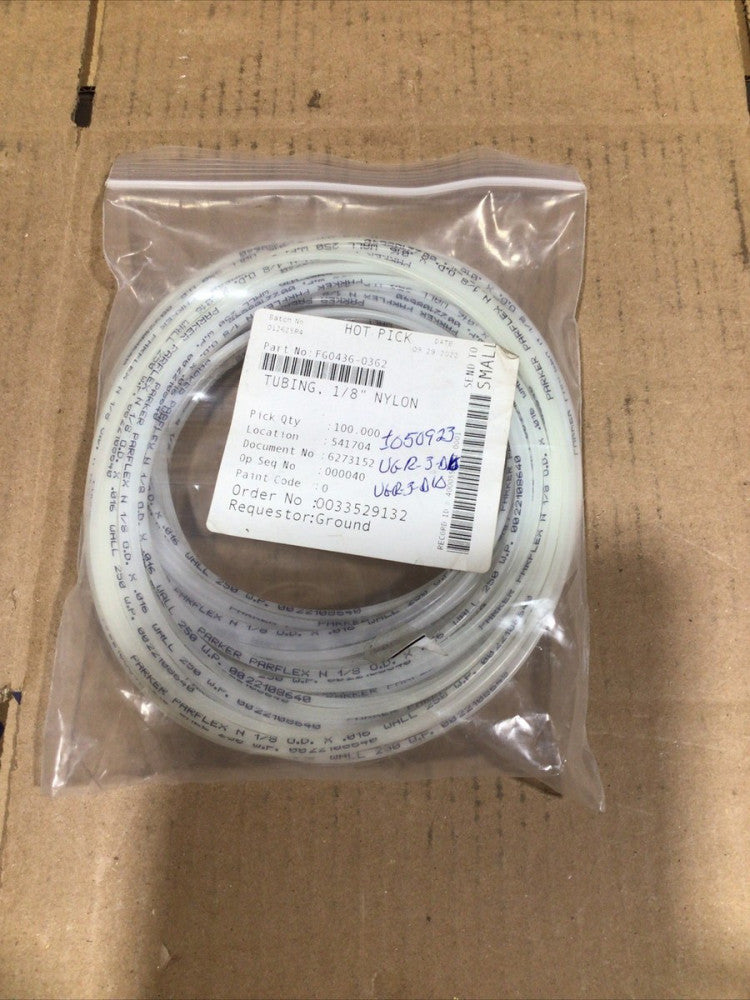 Parflex 1/8” Nylon Tubing N 1/8 O.D.  X .016 WALL 250 W.P. 0022108640 100ft