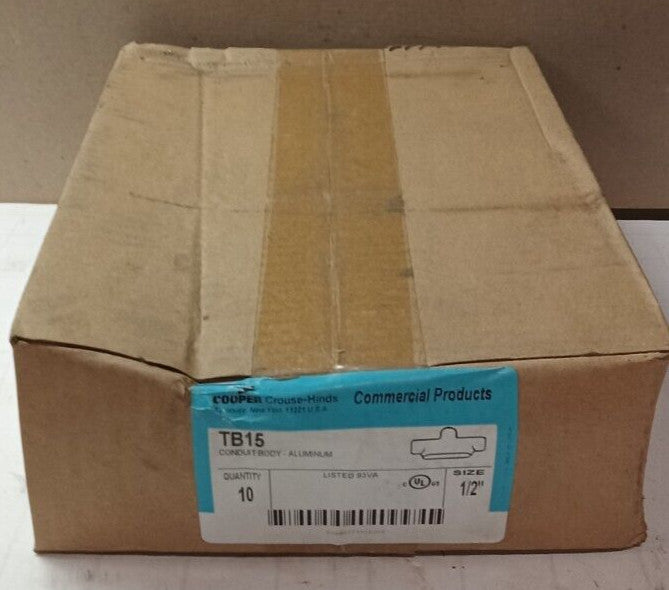10) NEW COOPER CROUSE HINDS ALUMINUM RIGID CONDUIT BODY 1/2" TB15  LOT OF 10