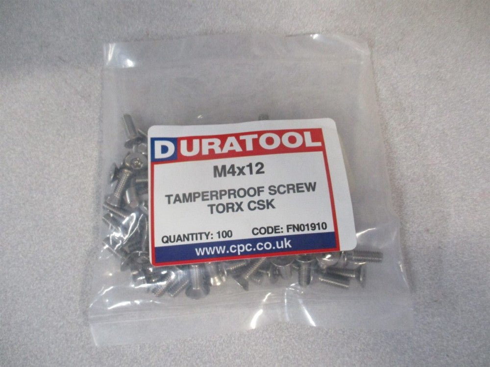 (TPTC412) M4 12 mm Stainless Steel A2 Flat/Countersunk Security Screw - Qty 100 