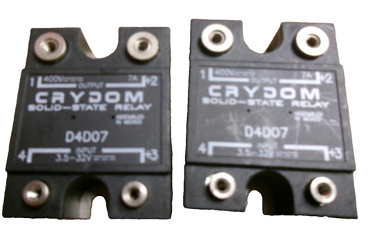 (2) NEW-CRYDOM D4D07 400V  7A -MB7SOLID STATE RELAY
