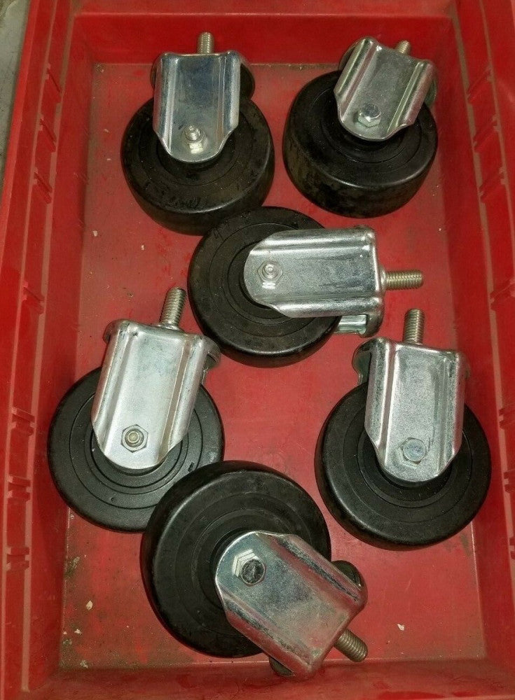 (6) NEW 4" FIXED THREADED CASTER WHEELS 1" x 1/4"-12  LOT OF 6