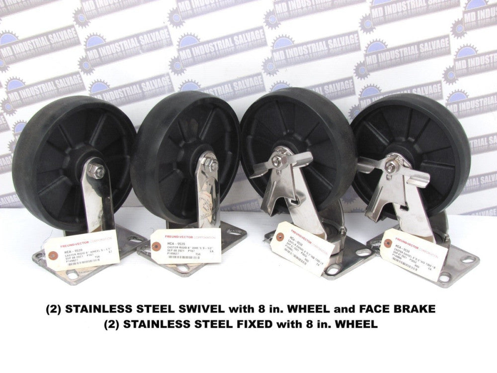 (4-Pcs) - ALBION - 8" x 2" Stainless 2-SWIVEL 2-FIXED CASTERS 1300lb CAP (NEW)