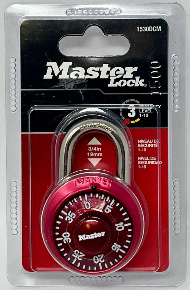 Master Lock Red For Locker Bikes Sport Bags  Combination Padlock 1 Pack 1530DCM
