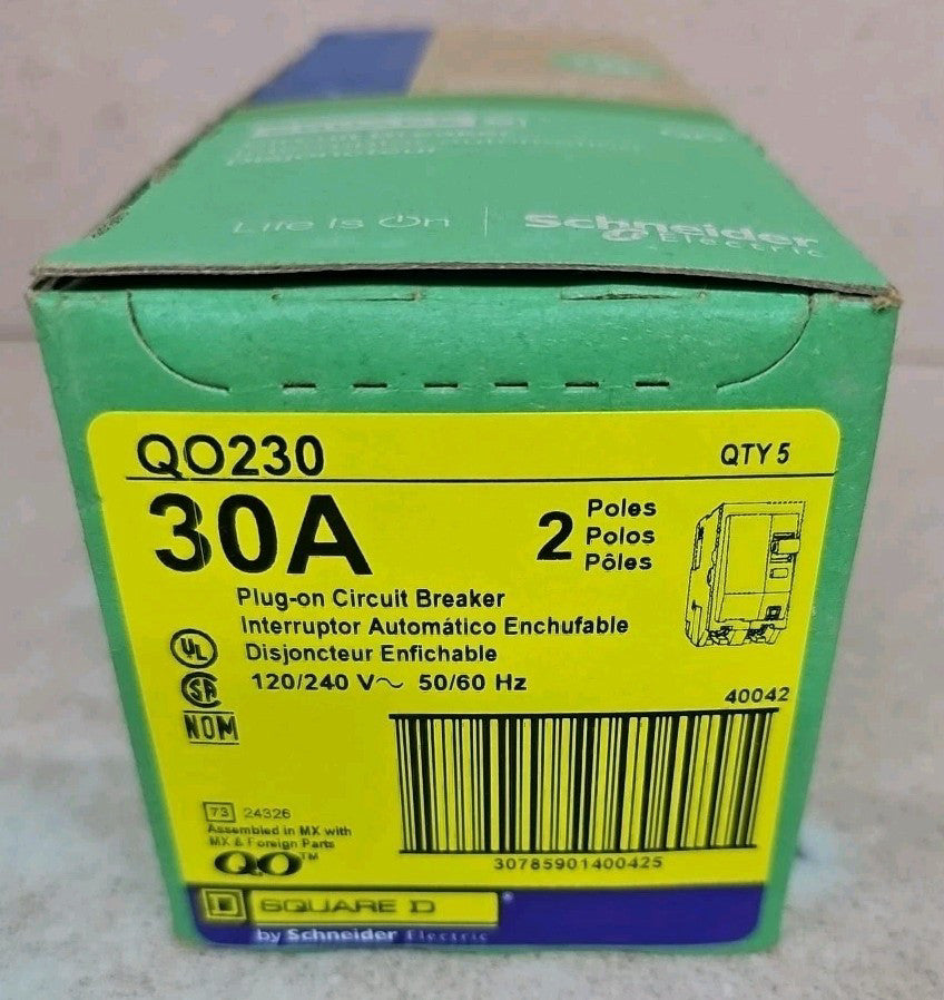 SQUARE D QO230 30 amp 2 pole Type QO Circuit Breaker YELLOW FACE 
