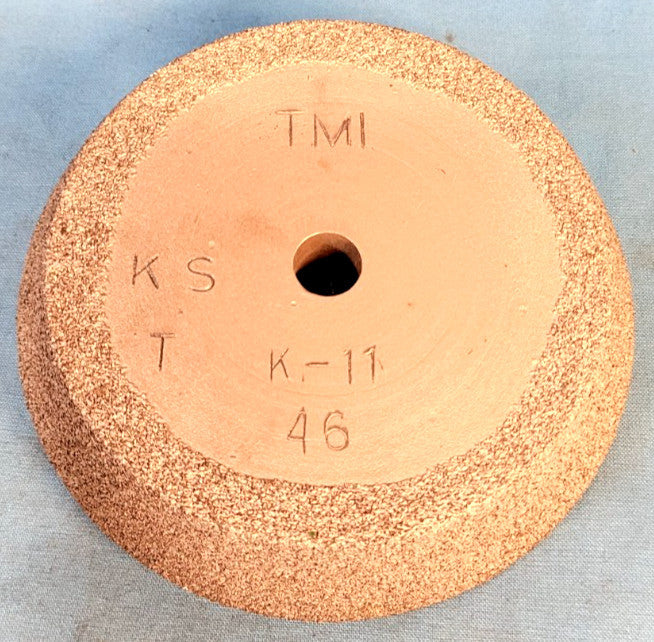 TMI GRINDING WHEEL TYPE: 11  GRIT: 46  OD: 5"  ARBOR: 1/2"