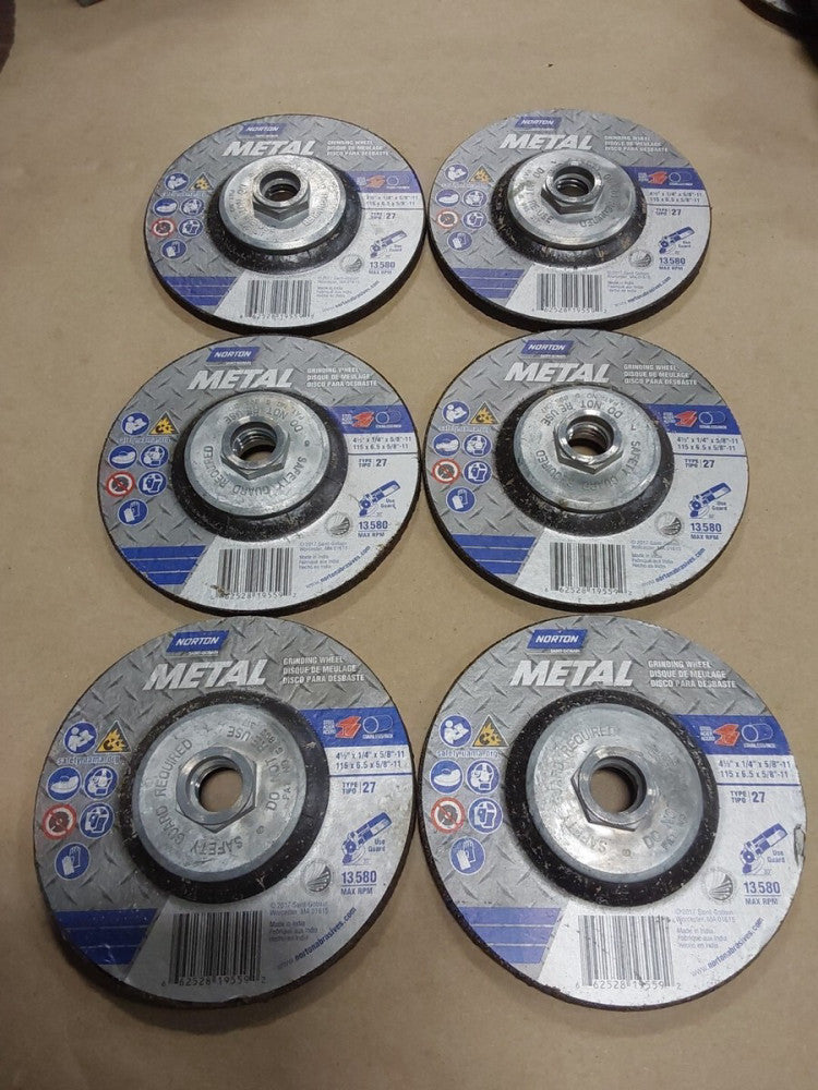 NORTON 662528195592 Depressed Center Grinding Wheel Type 27, Lot Of 6